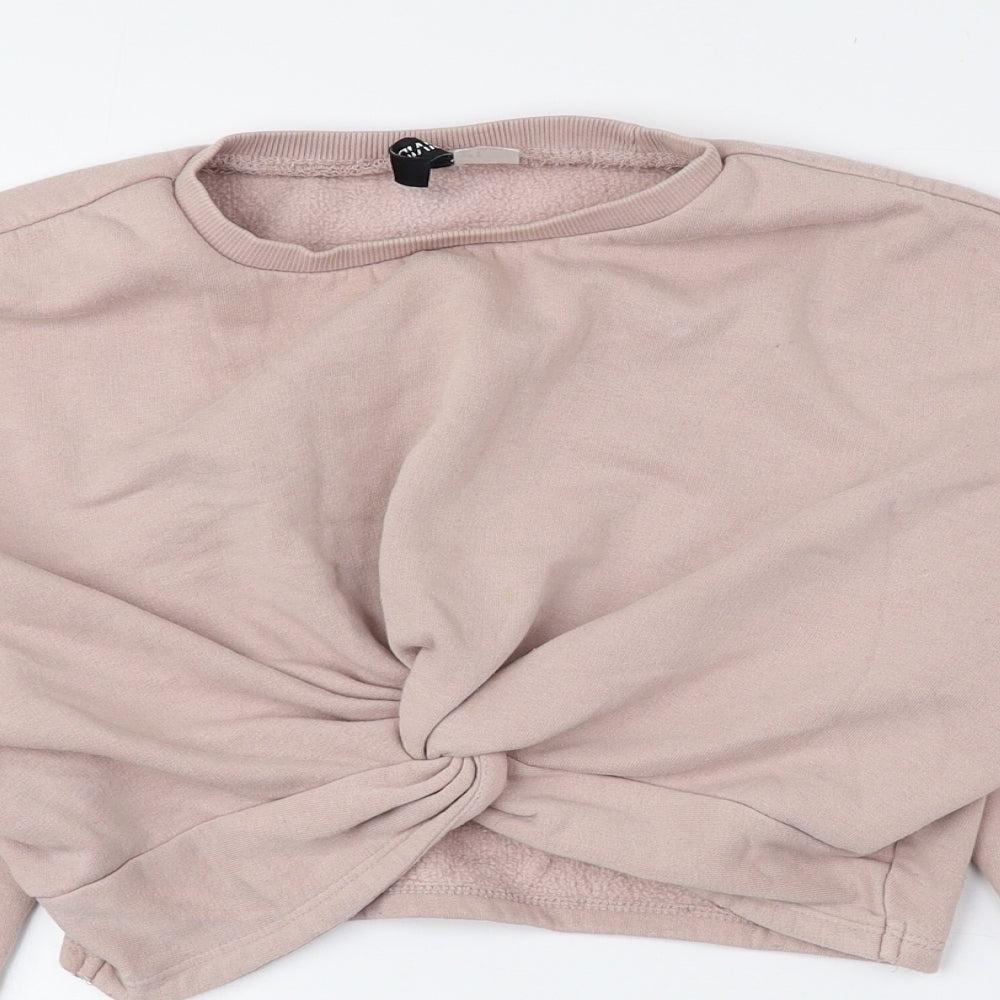 Divided by H&M Womens Pink Cotton Pullover Sweatshirt Size S Pullover - Cropped