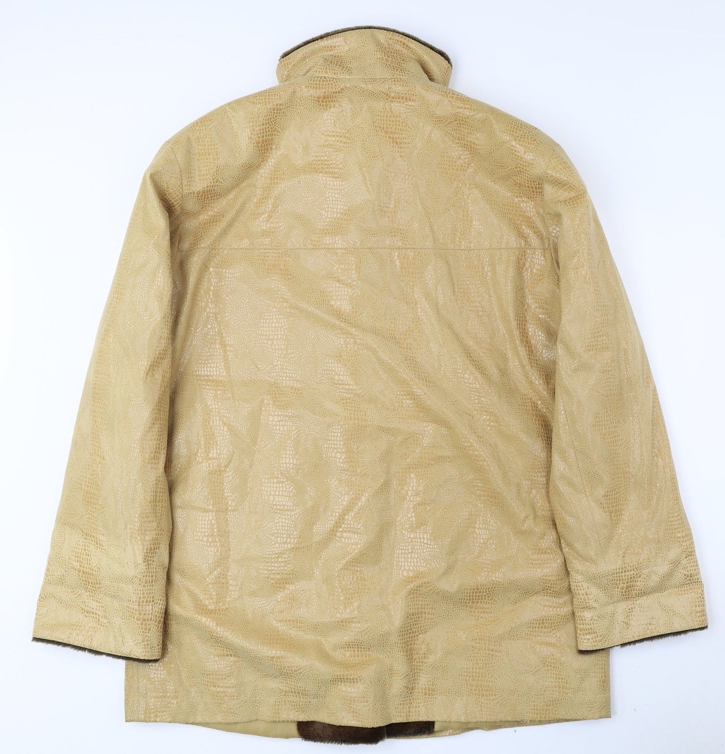 Gerry Weber Womens Gold Animal Print Overcoat Coat Size 14 Button