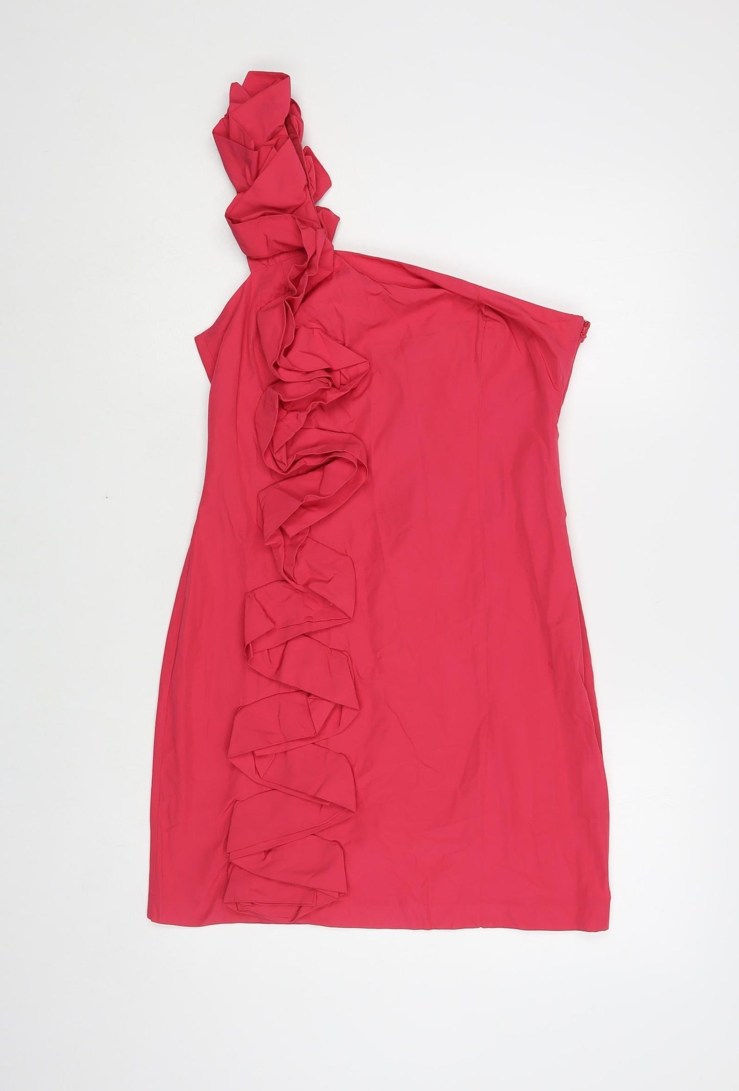 ASOS Womens Pink Polyester Mini Size 12 One Shoulder Zip