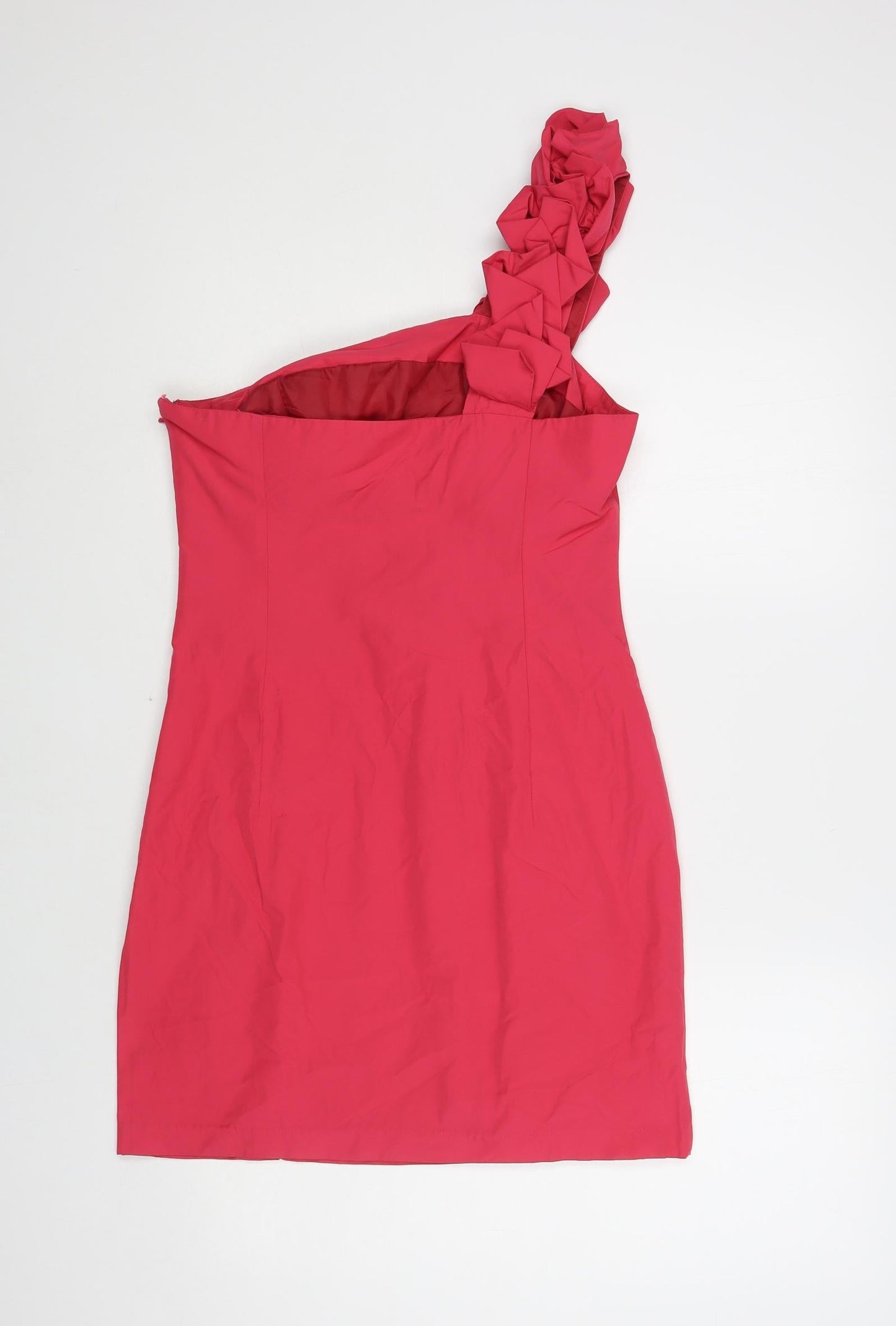 ASOS Womens Pink Polyester Mini Size 12 One Shoulder Zip