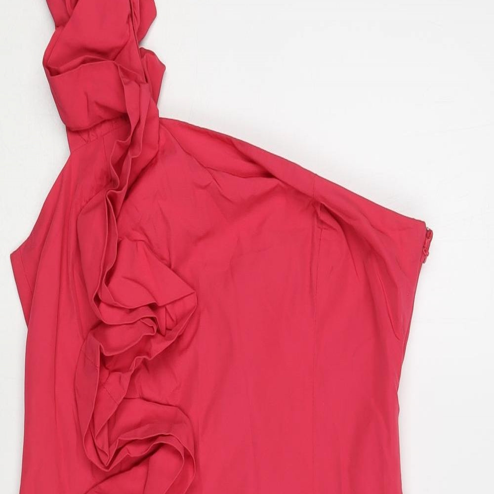 ASOS Womens Pink Polyester Mini Size 12 One Shoulder Zip
