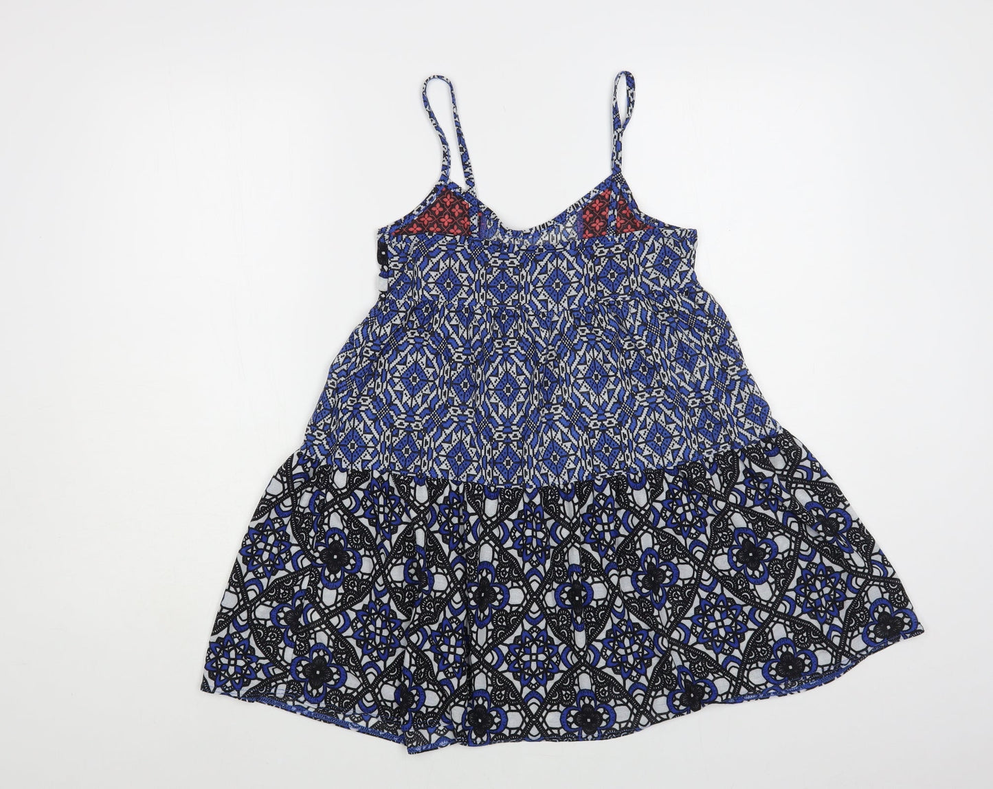 Topshop Womens Multicoloured Geometric Polyester Camisole Blouse Size 6 V-Neck