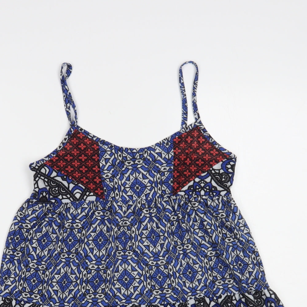 Topshop Womens Multicoloured Geometric Polyester Camisole Blouse Size 6 V-Neck
