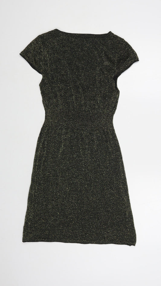 Miss Barbara Womens Black Polyester A-Line Size S Scoop Neck Pullover