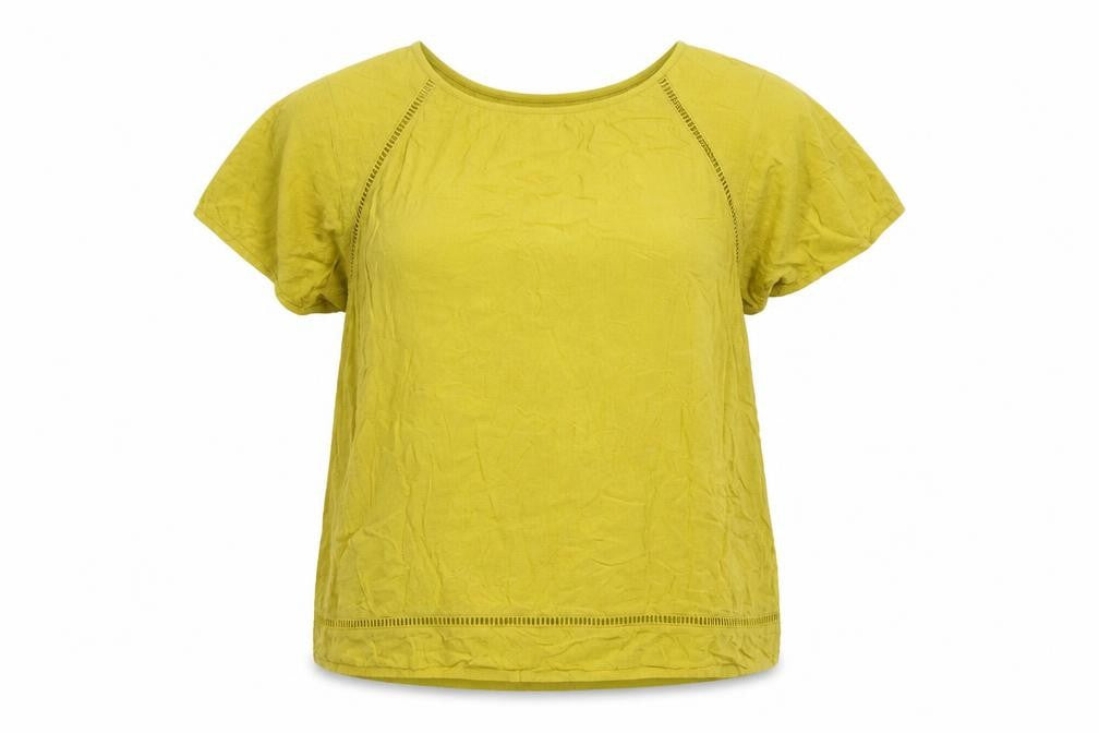 NEXT Womens Yellow Viscose Basic Blouse Size 14 Round Neck
