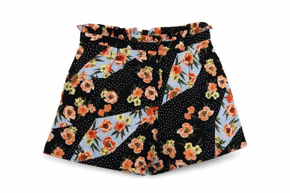 Topshop Womens Multicoloured Floral Polyester Paperbag Shorts Size 10 L3 in Regular Hook & Loop