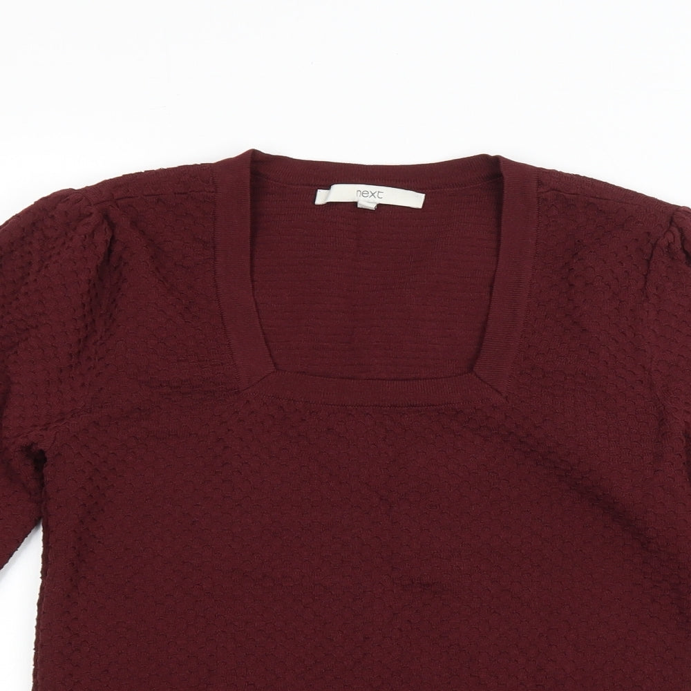 NEXT Womens Purple Square Neck Viscose Pullover Jumper Size 10