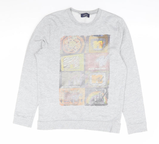 Topman Mens Grey Cotton Pullover Sweatshirt Size M - MTV