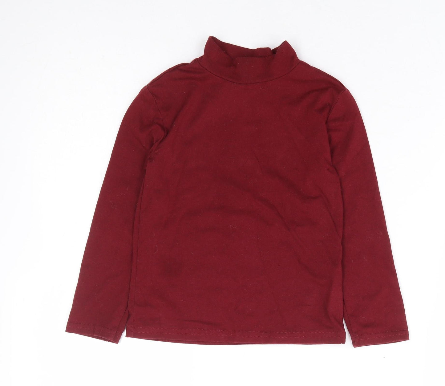 QTee Girls Red Polyester Basic T-Shirt Size 4-5 Years High Neck Pullover