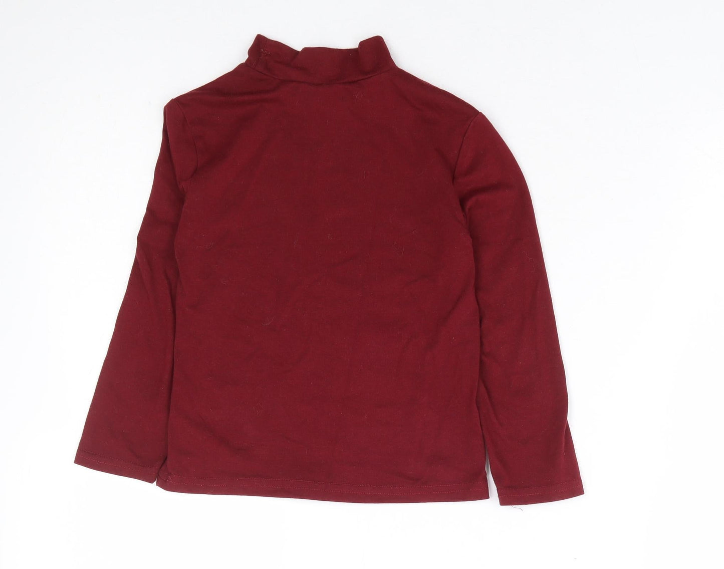 QTee Girls Red Polyester Basic T-Shirt Size 4-5 Years High Neck Pullover