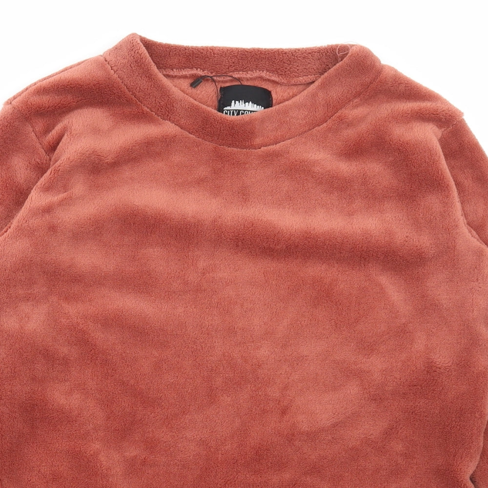 City Comfort Womens Pink Polyester Pullover Sweatshirt Size S Pullover