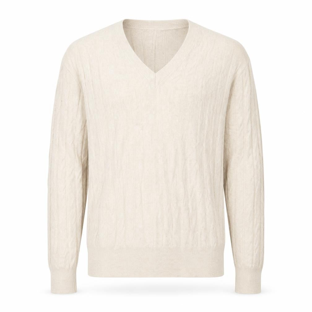 Marks and Spencer Mens Beige V-Neck Viscose Pullover Jumper Size XL