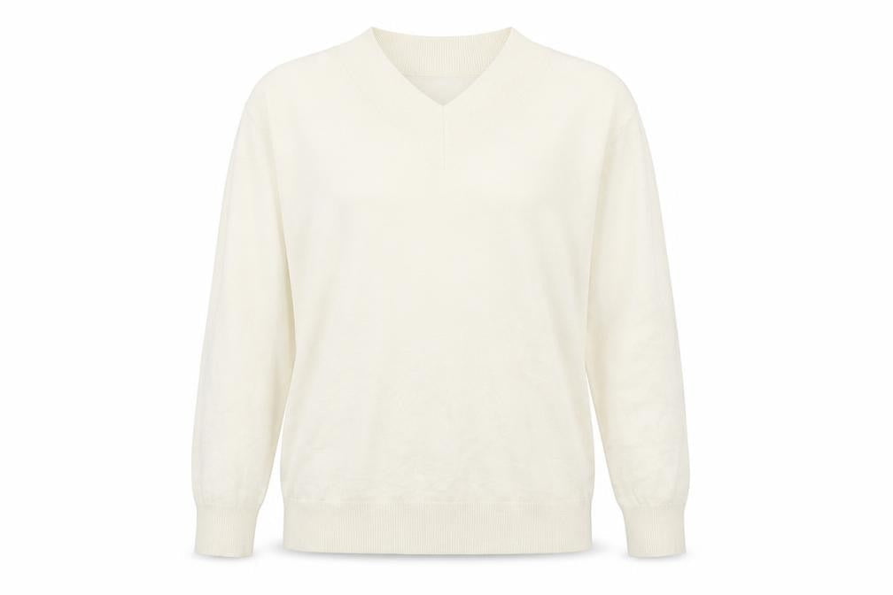 Marks and Spencer Womens Ivory V-Neck Viscose Pullover Jumper Size S