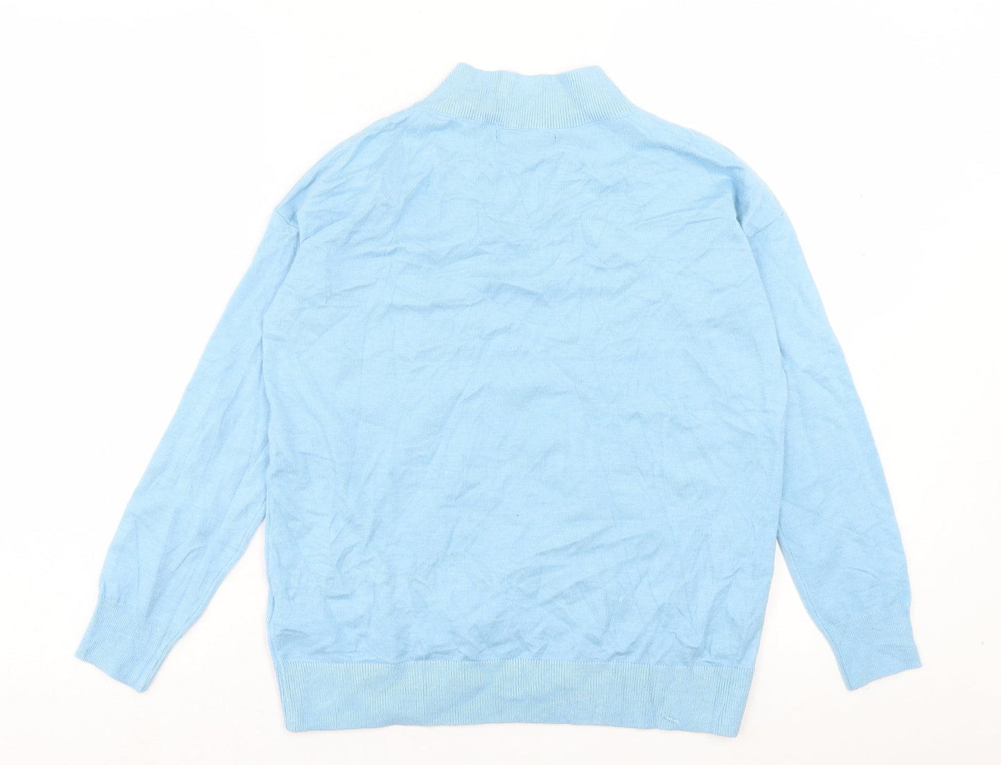 Marks and Spencer Womens Blue V-Neck Viscose Pullover Jumper Size XS