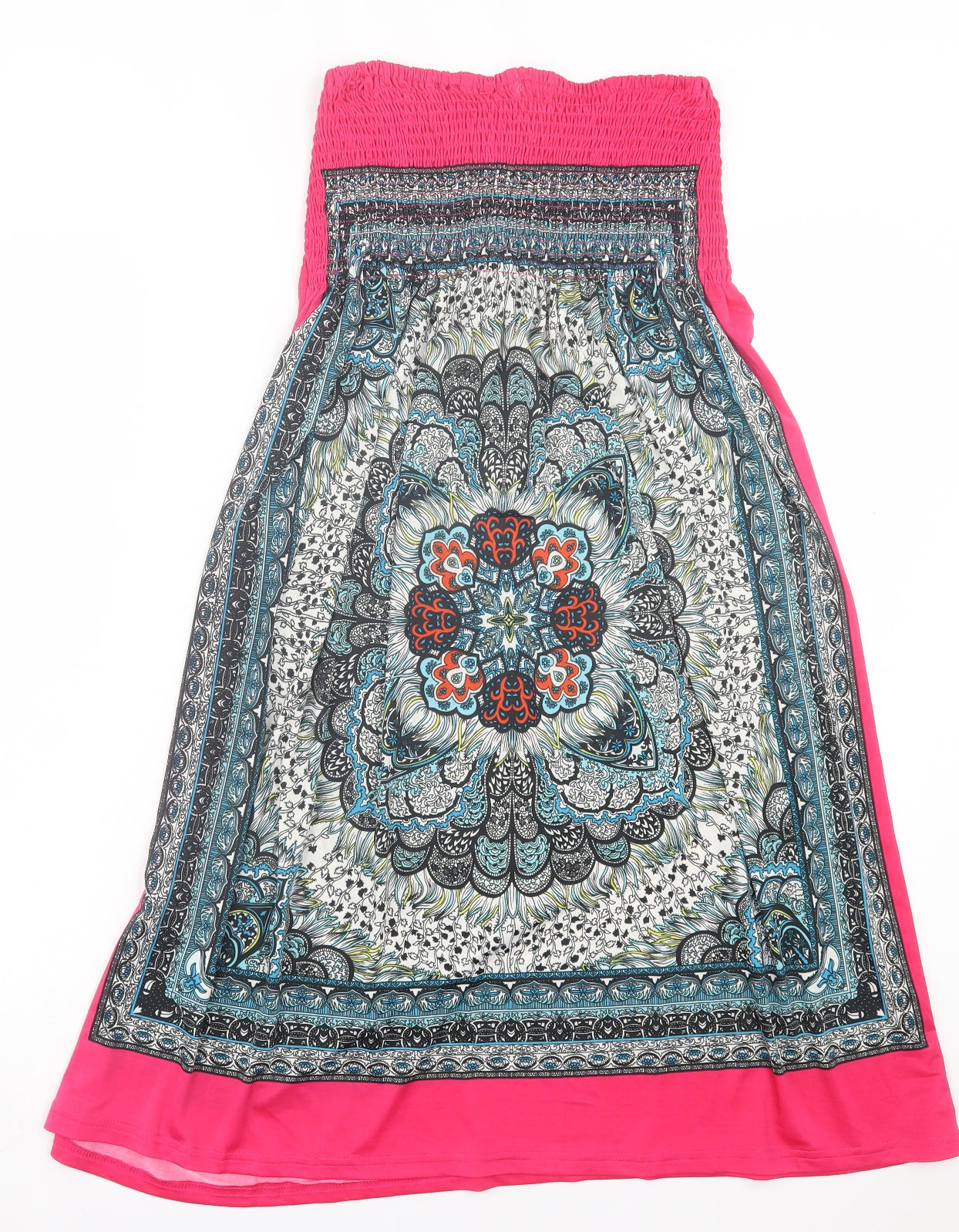 FRA-ITA Womens Pink Paisley Polyester A-Line Size S Off the Shoulder Pullover