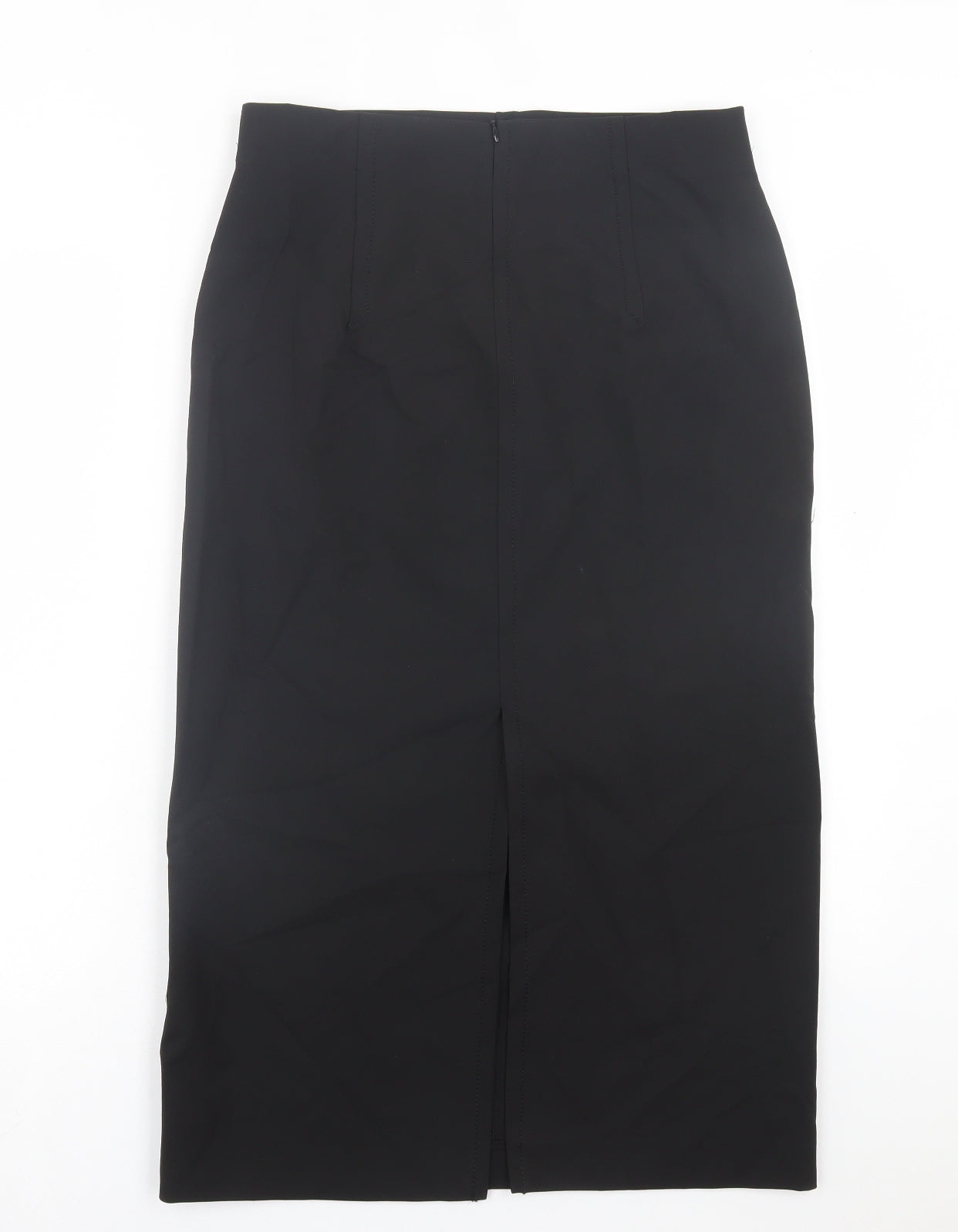 Zara Womens Black Polyamide A-Line Skirt Size L Zip