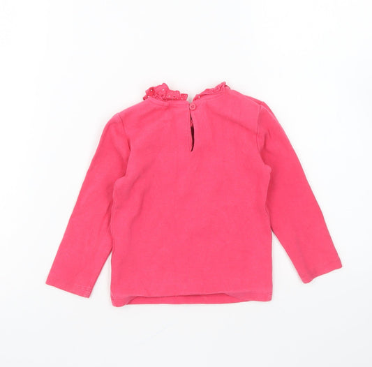NEXT Girls Pink Cotton Pullover Jumper Size 12-18 Months Button