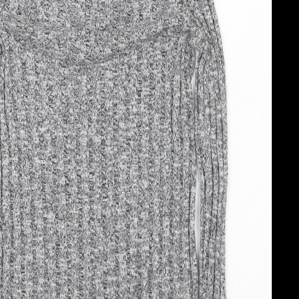 Topshop Womens Grey V-Neck Cotton Pullover Jumper Size 8 -