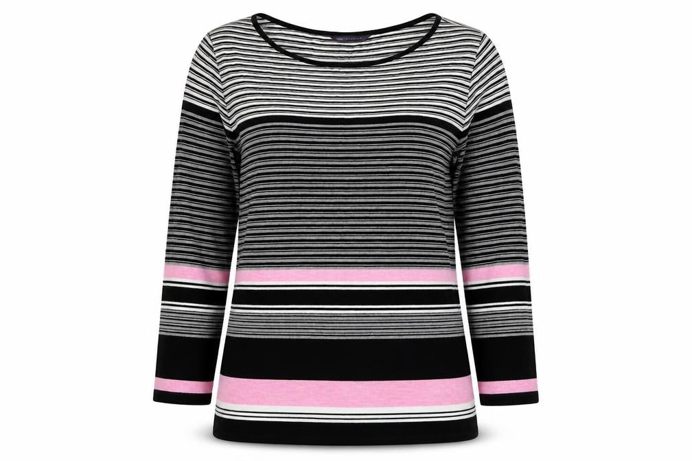 Marks and Spencer Womens Multicoloured Striped Viscose Basic Blouse Size 8 Round Neck