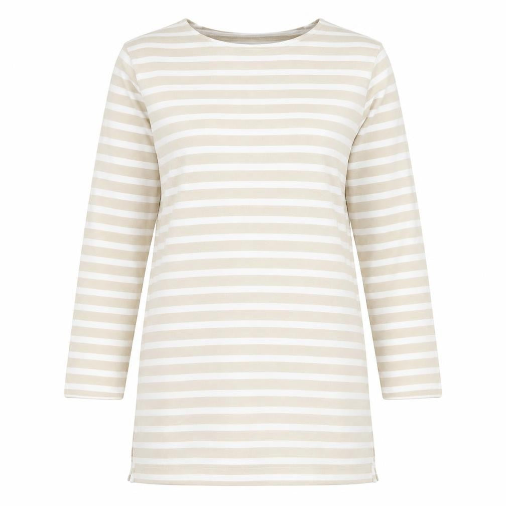 Marks and Spencer Womens Brown Round Neck Striped Cotton Pullover Jumper Size 10