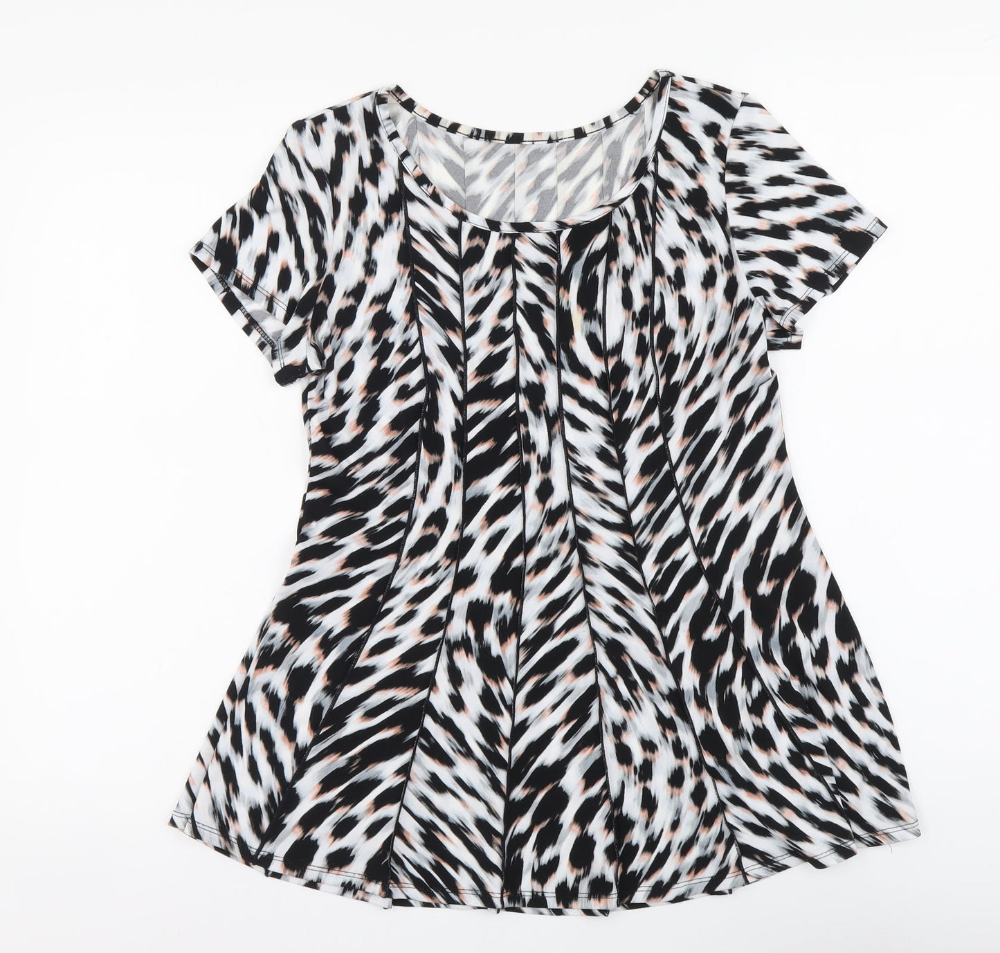 Preworn Womens Multicoloured Animal Print Polyester Basic T-Shirt Size S Round Neck