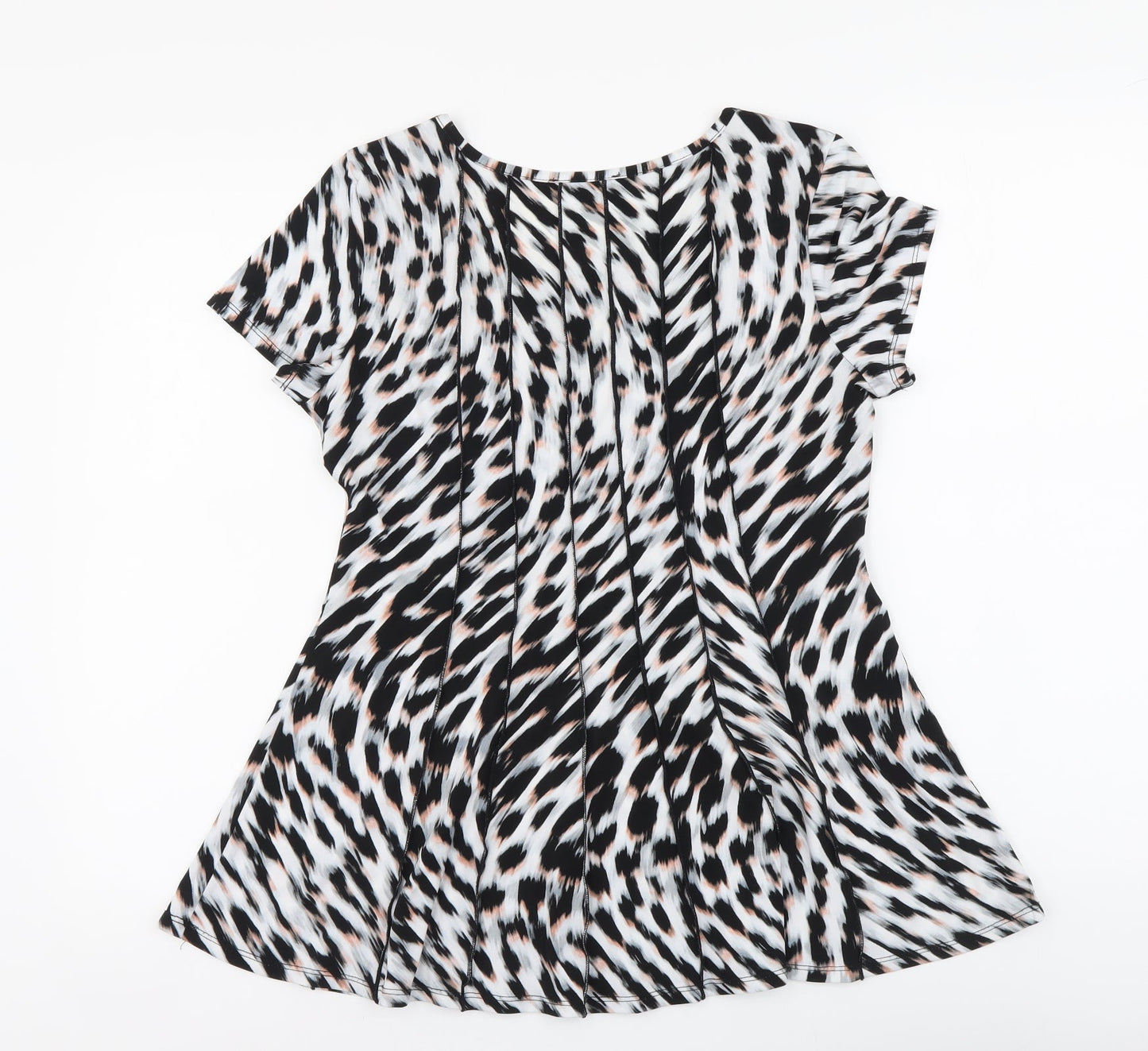 Preworn Womens Multicoloured Animal Print Polyester Basic T-Shirt Size S Round Neck