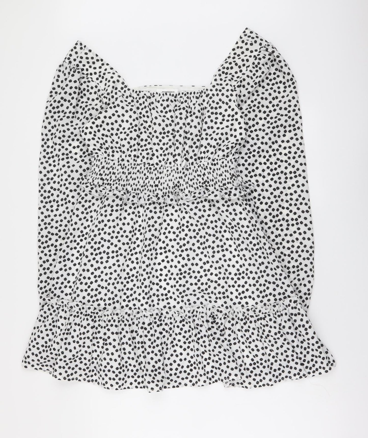 Missguided Womens White Geometric Polyester A-Line Size 12 Scoop Neck Pullover