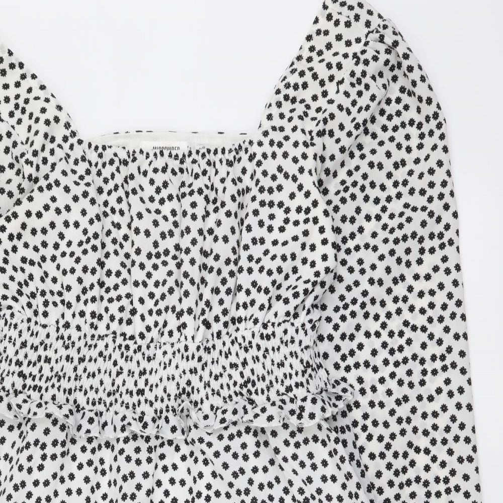 Missguided Womens White Geometric Polyester A-Line Size 12 Scoop Neck Pullover