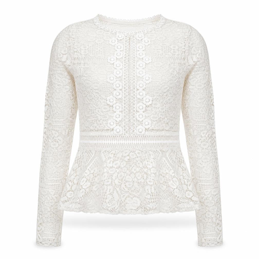 Luxe Collection Womens White Nylon Basic Blouse Size S Round Neck