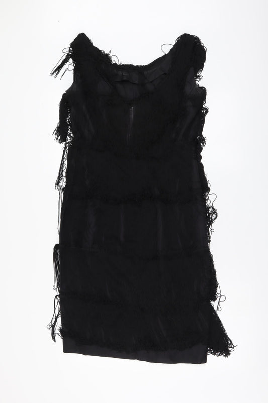 Fenrick Womens Black Polyester A-Line Size L Round Neck Zip