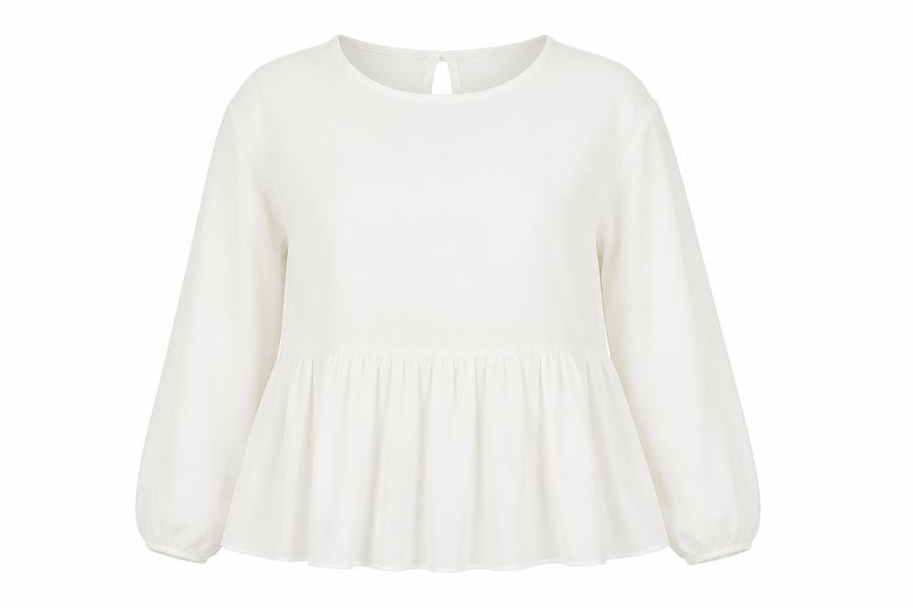 Made in Italy Womens White Polyester Basic Blouse Size 12 Round Neck