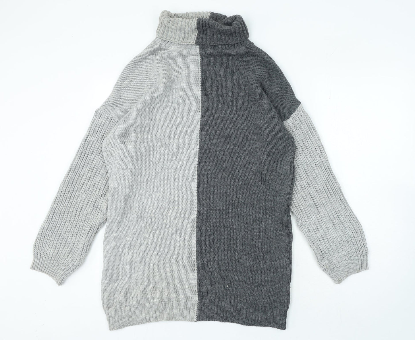 PRETTYLITTLETHING Womens Grey Roll Neck Acrylic Pullover Jumper Size S