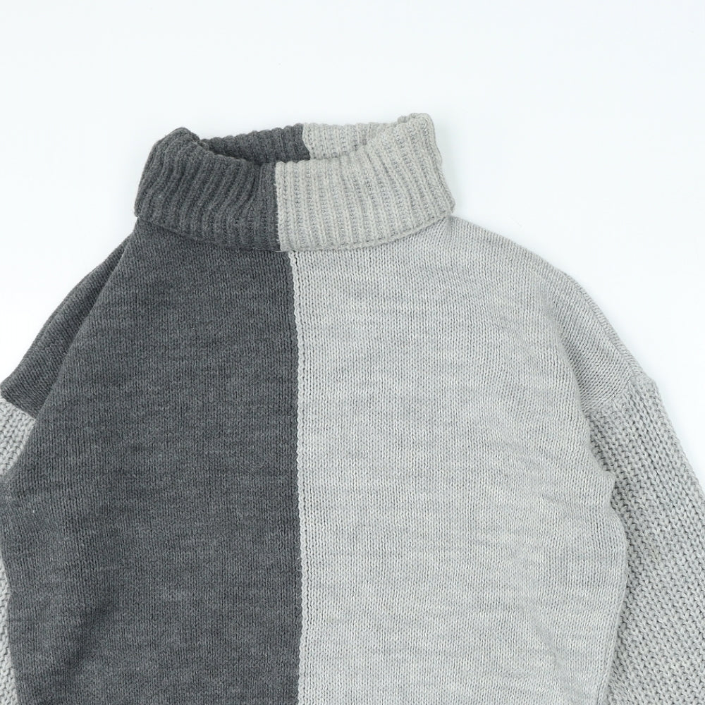 PRETTYLITTLETHING Womens Grey Roll Neck Acrylic Pullover Jumper Size S