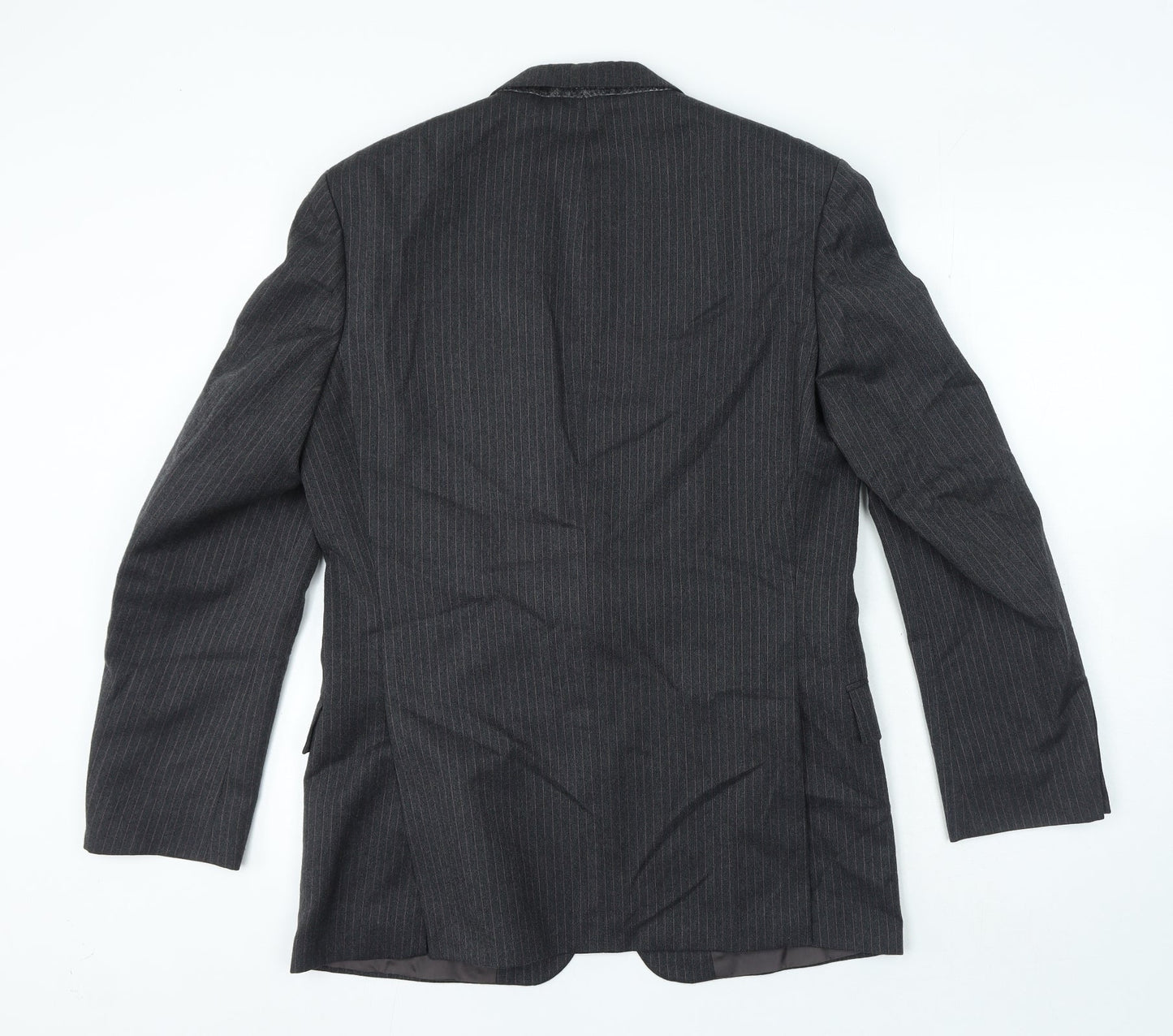 St Micheal Mens Grey Striped Wool Jacket Suit Jacket Size 36