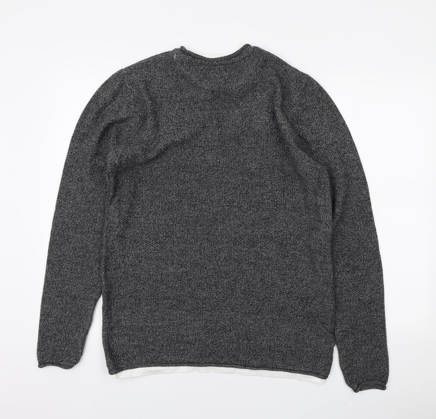 George Mens Grey Round Neck Acrylic Pullover Jumper Size M