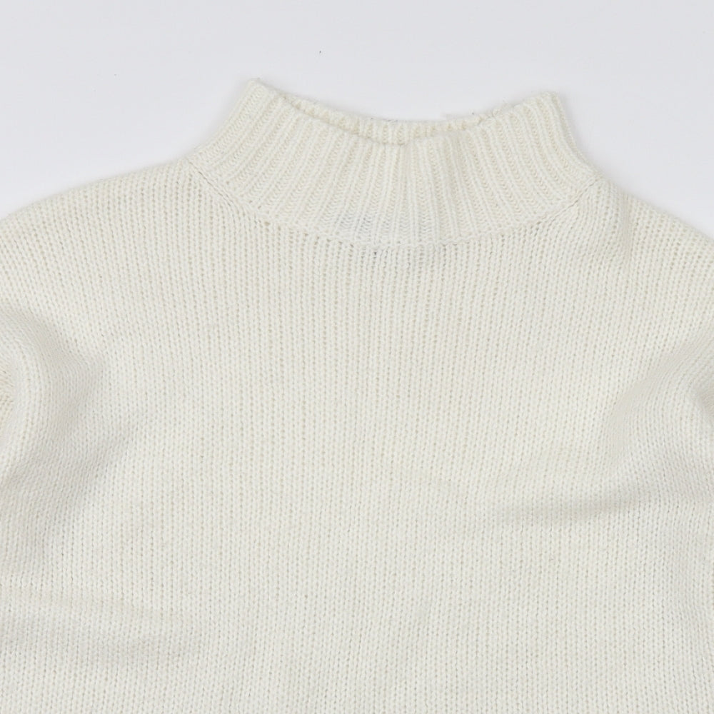 Studio Womens White High Neck Acrylic Pullover Jumper Size 12