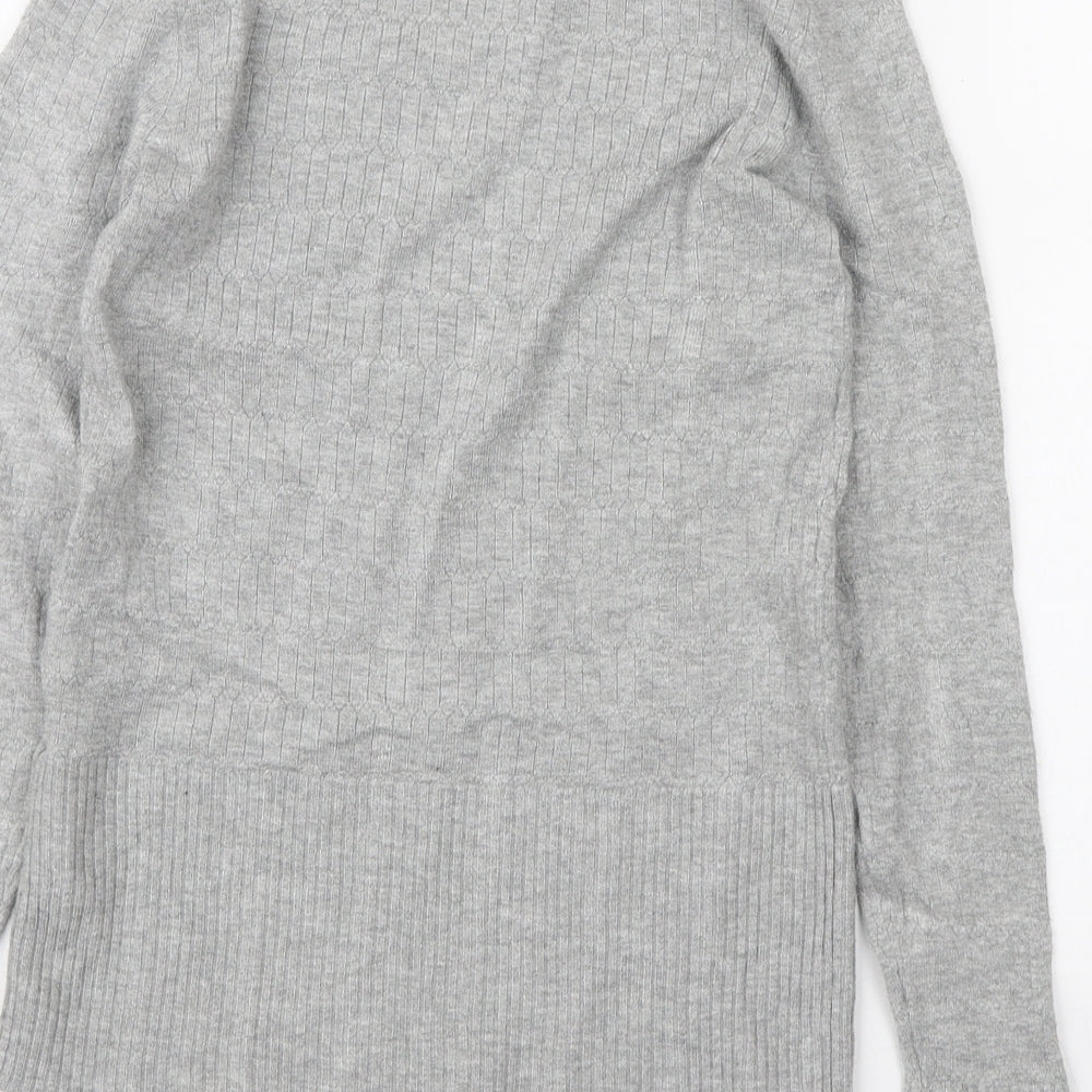 Marks and Spencer Womens Grey Mock Neck Viscose Pullover Jumper Size 6