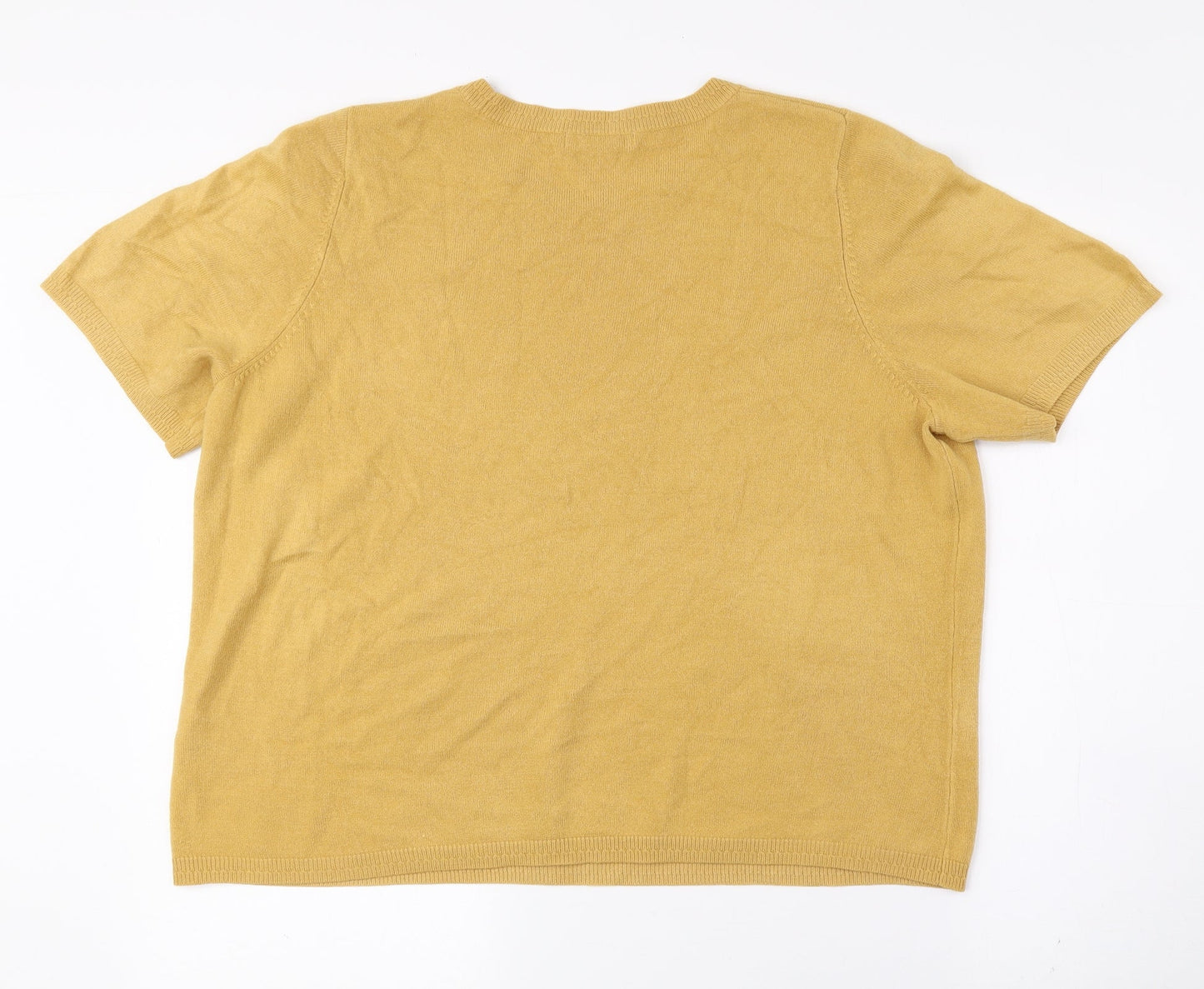 Classic Womens Yellow Acrylic Basic T-Shirt Size 18 Round Neck