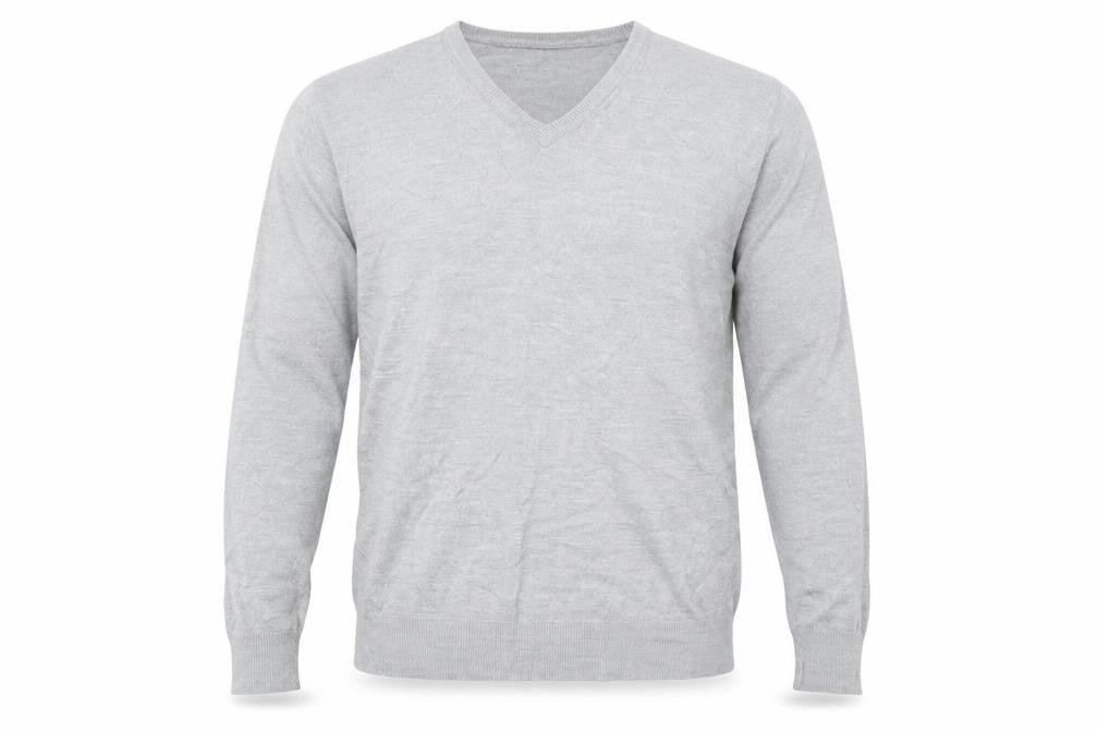 Marks and Spencer Mens Grey V-Neck Acrylic Pullover Jumper Size L