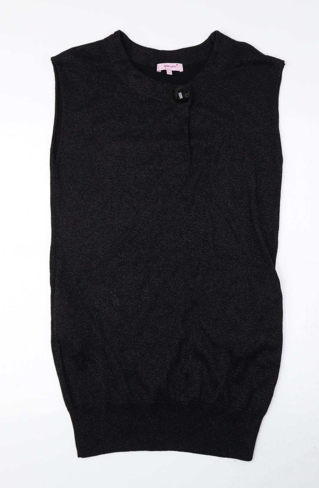Per Una Womens Black Viscose Jumper Dress Size 10 Crew Neck Pullover