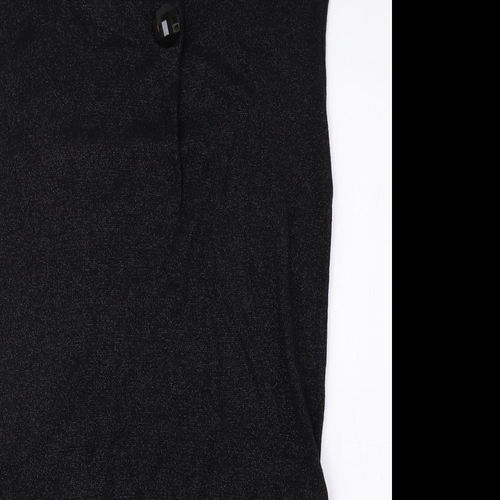 Per Una Womens Black Viscose Jumper Dress Size 10 Crew Neck Pullover