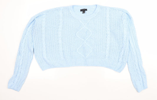 Atmoshphere Womens Blue Round Neck Acrylic Pullover Jumper Size L - Cropped