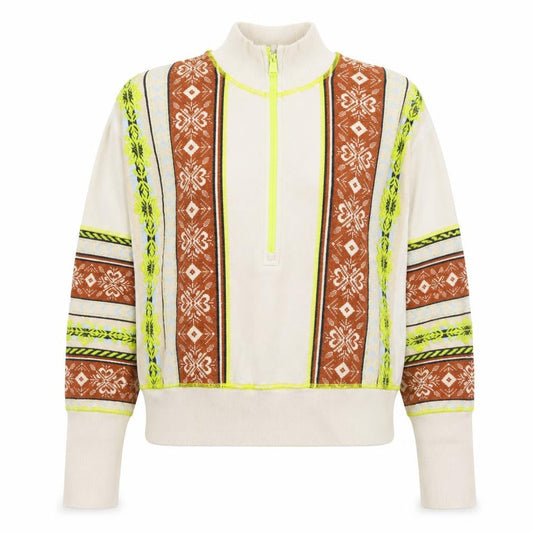 Preworn Womens Multicoloured Geometric Cotton Pullover Sweatshirt Size L Zip