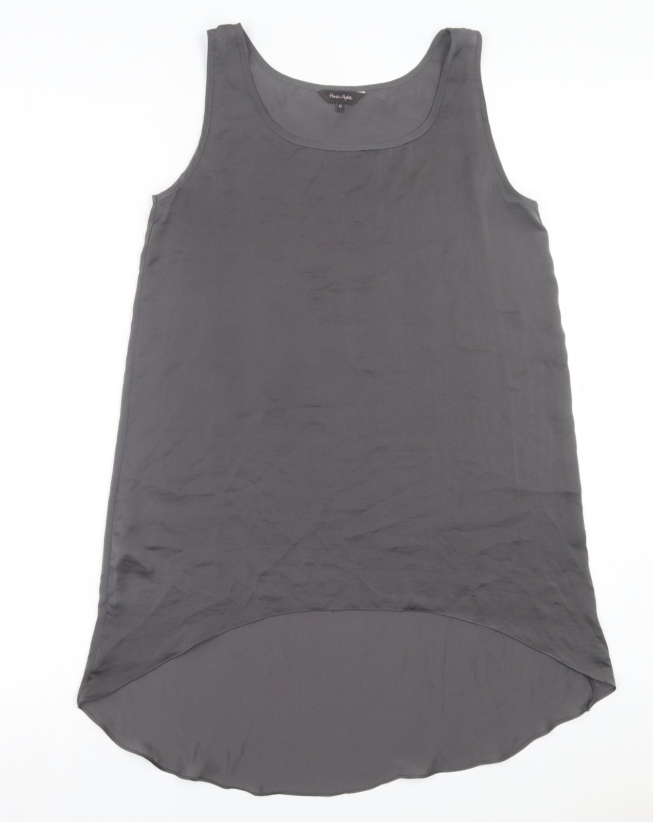 Phase Eight Womens Grey Cotton Tank Dress Size 12 Scoop Neck Pullover