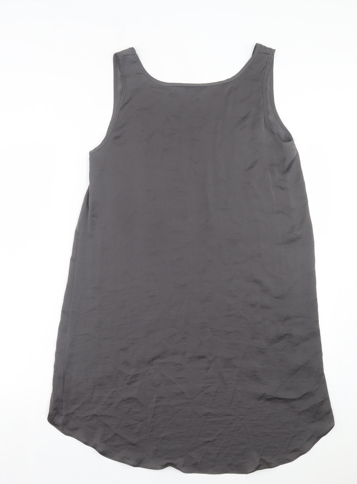 Phase Eight Womens Grey Cotton Tank Dress Size 12 Scoop Neck Pullover
