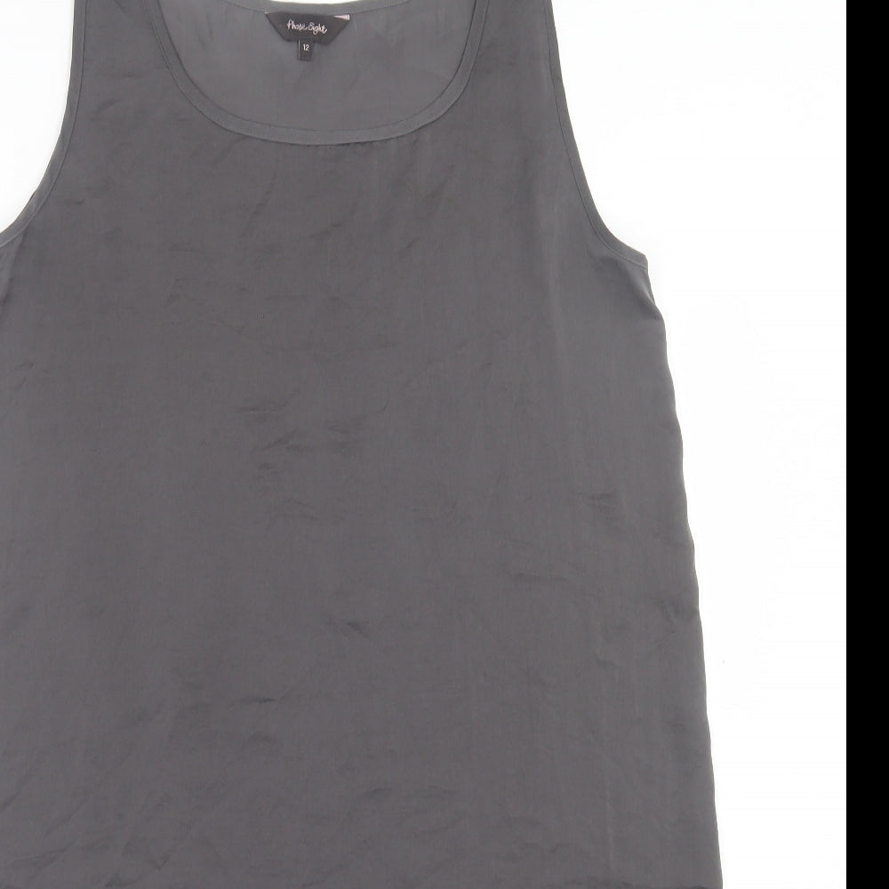 Phase Eight Womens Grey Cotton Tank Dress Size 12 Scoop Neck Pullover