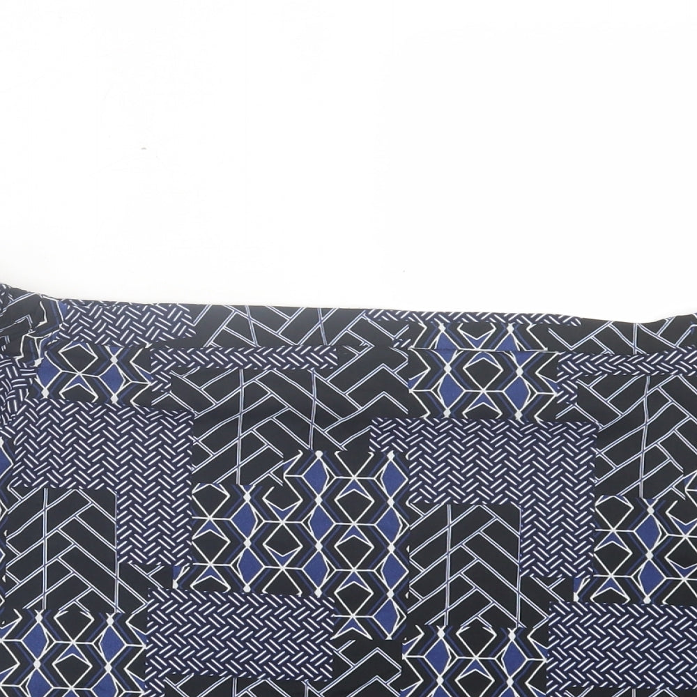 New Look Womens Blue Geometric Polyester Basic Blouse Size 18 Off the Shoulder