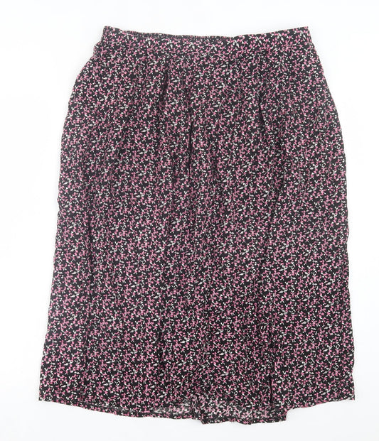 Preworn Womens Pink Floral Polyester A-Line Skirt Size L