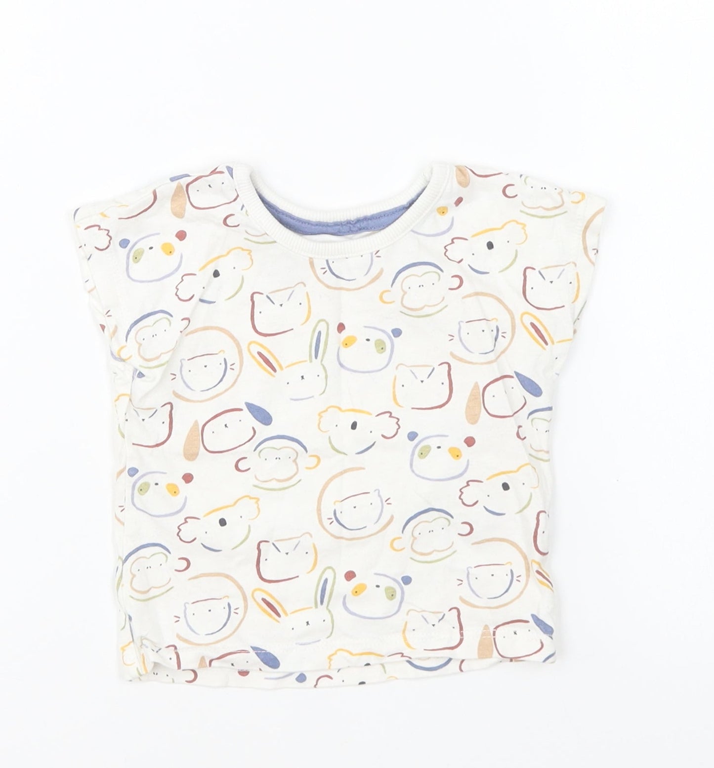 George Baby Multicoloured Geometric Cotton Basic T-Shirt Size 3-6 Months Round Neck Pullover