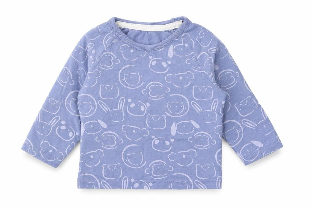 George Baby Blue Geometric Cotton Basic T-Shirt Size 3-6 Months Round Neck Pullover